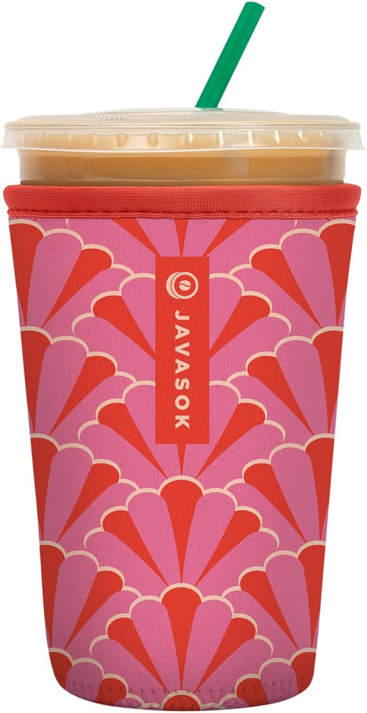 Sok It JavaSok Iced Coffee & Cold Soda Insulated Neoprene Cup Sleeve (Pink Gatsby, Medium: 22-28oz)