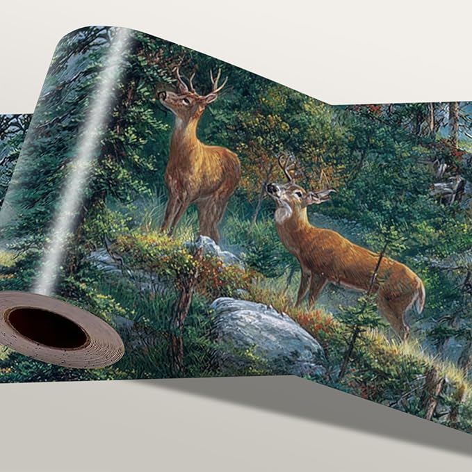 Forest Deer Wallpaper Border 196x4 Inch Peel and Stick Wall Border Self by IOHEFY