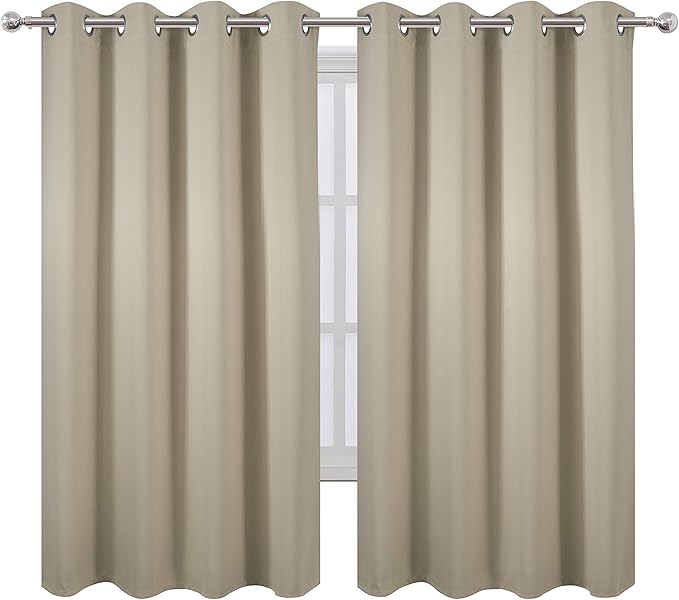 LEMOMO Beige Thermal Blackout Curtains/52 x 63 Inch/Set of 2 Panels Room - Image 2