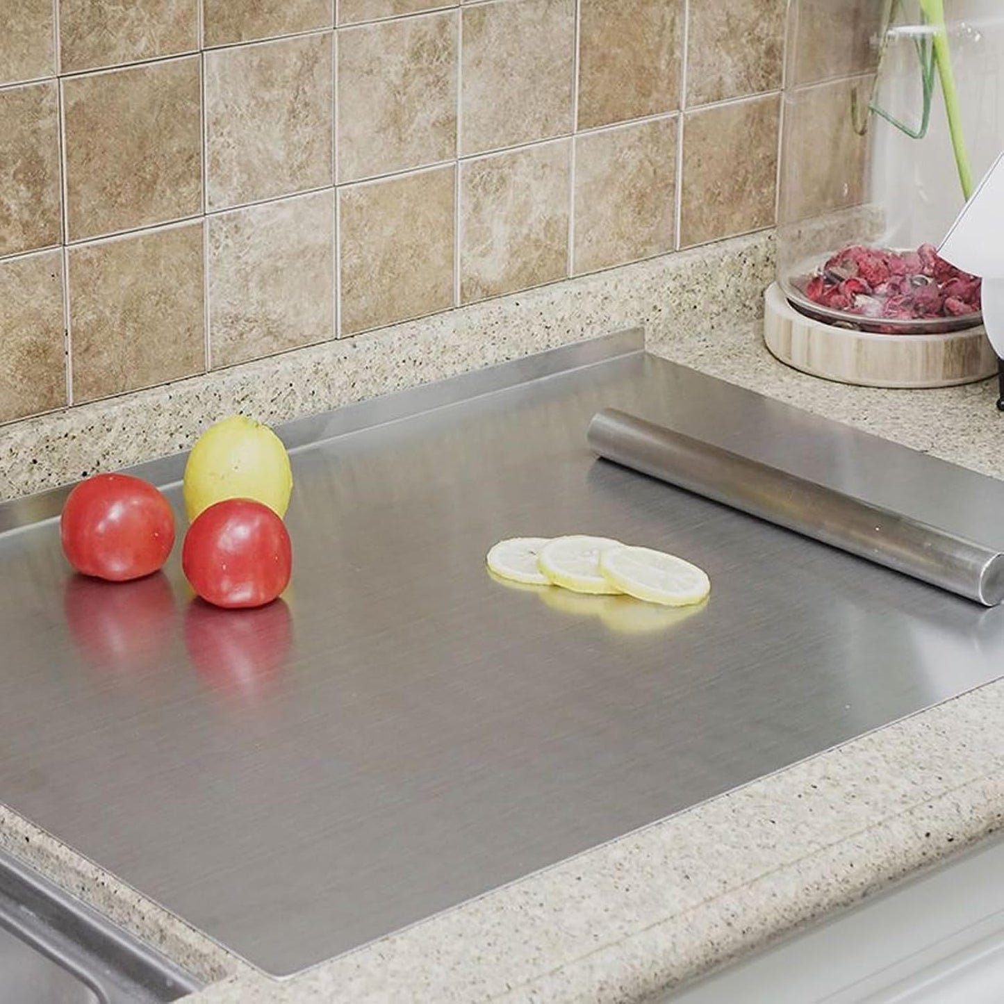 Stainless Steel Cutting Boards with Lip for Kitchen,Chopping Boards for Countertop,Large Metal Cutting Board over Sink Suitable for Meat,Fruits,Vegetables,Bread,Noodle,and Pizza. (15.7"*11.8")