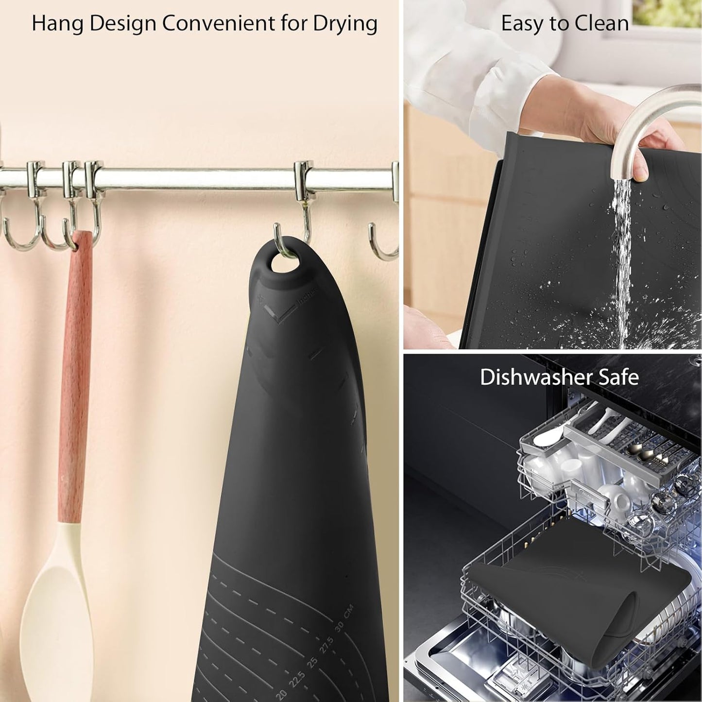 24"X16" Silicone Baking Mat Extra Large Non-stick Pastry Mat with High Edge, Dough Rolling Board for Pastry, Macarons, Pies, Bread, Cookies, Pizza, Fondant, Pasta, Food Grade Silicone Baking Supplies