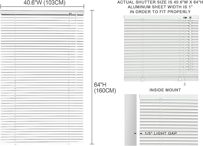 YIIBAII Mini Blinds Suitable for 41" W x 64" H Windows 1" Aluminum Horizontal - Image 6