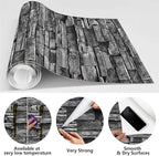 Jeweluck Grey Brick Wallpaper Peel and Stick Wallpaper 17.7inch×236.2inch Faux - Image 5