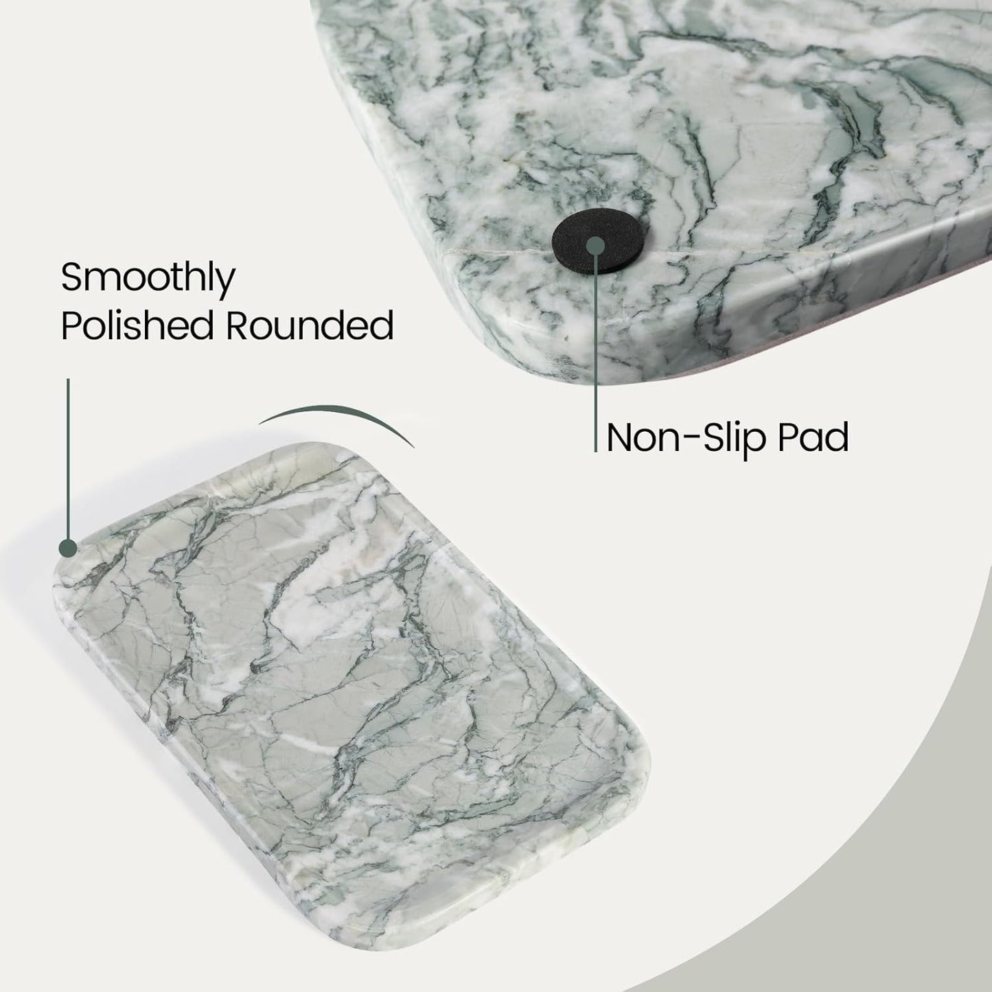 Vanity Tray, Marble Bathroom Tray Countertop, Decorative Dresser Organizer, Green Stone for Perfume Jewelry Holder Storage for Kitchen Sink(Light Green)