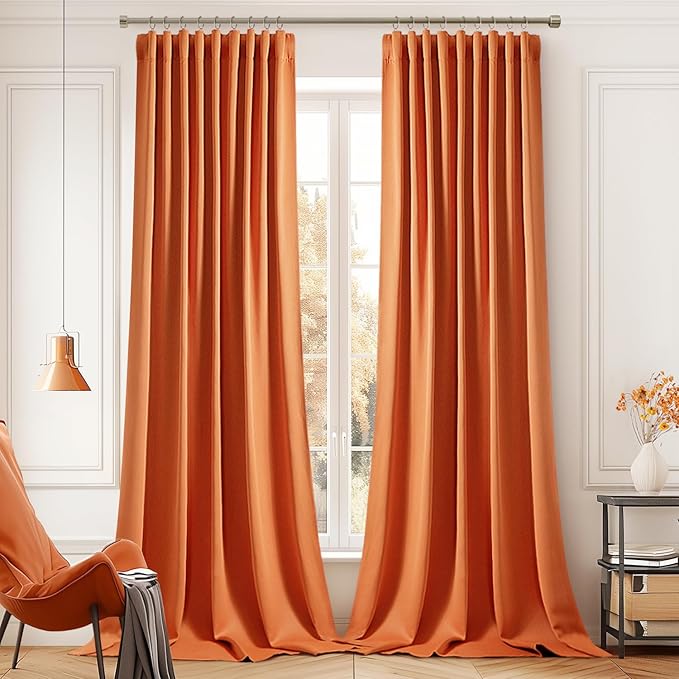 MIULEE Orange Back Tab Blackout Curtains 102 Inch Long 2 Panels Set - Image 9