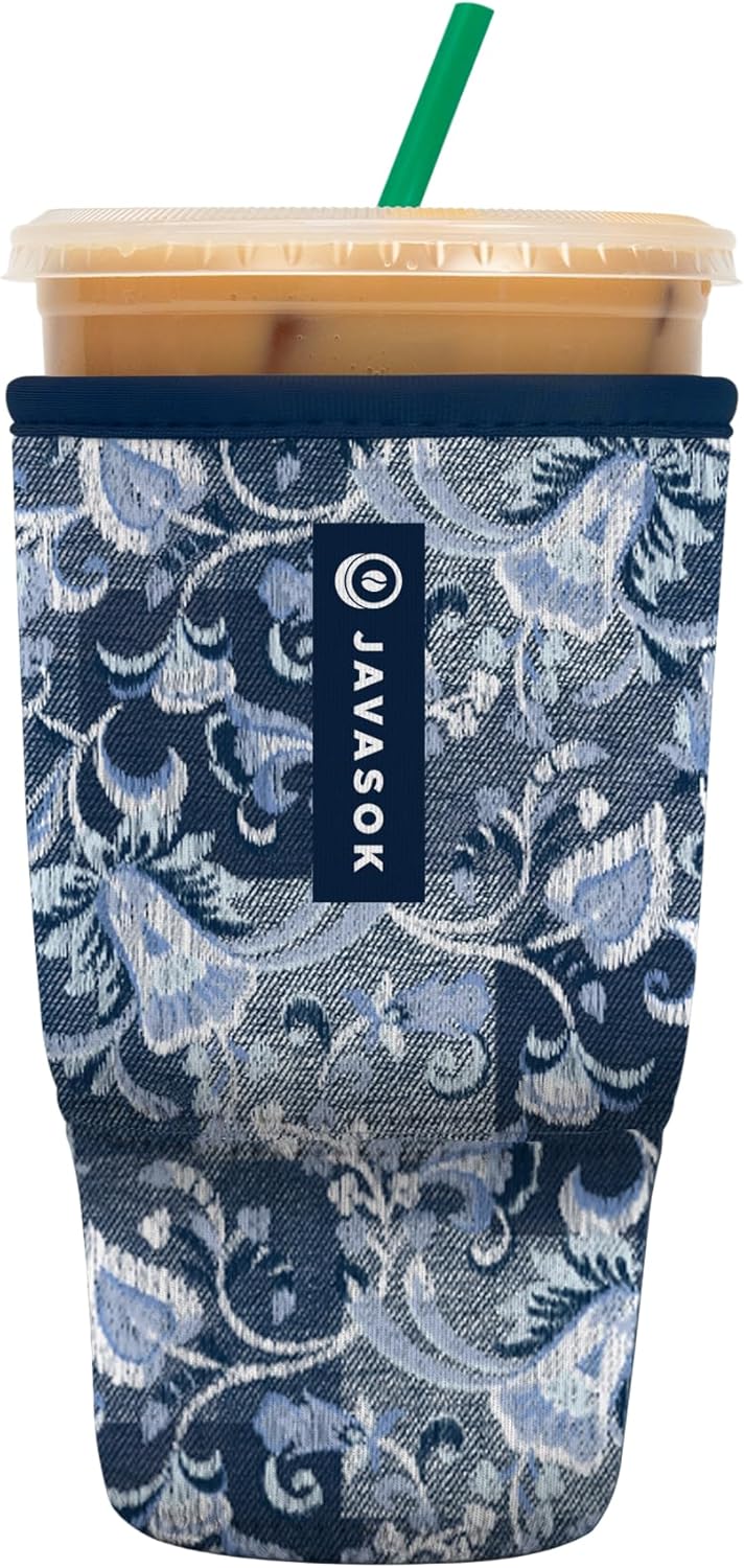 Sok It JavaSok Iced Coffee & Cold Soda Insulated Neoprene Cup Sleeve (Paisley Patchwork, Large: 30-32oz)