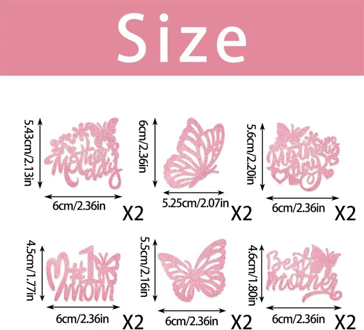 12Pcs Birthday Cupcake Toppers,Pink Glitter Cake Toppers Butterfly Cupcake Picks for Coquette Theme Party Decoration Engagement Wedding Baby Shower Party Cupcake Decor