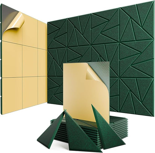 12 Pack Acoustic Panels with Self-Adhesive, Sound Panels High Density, by ROOME