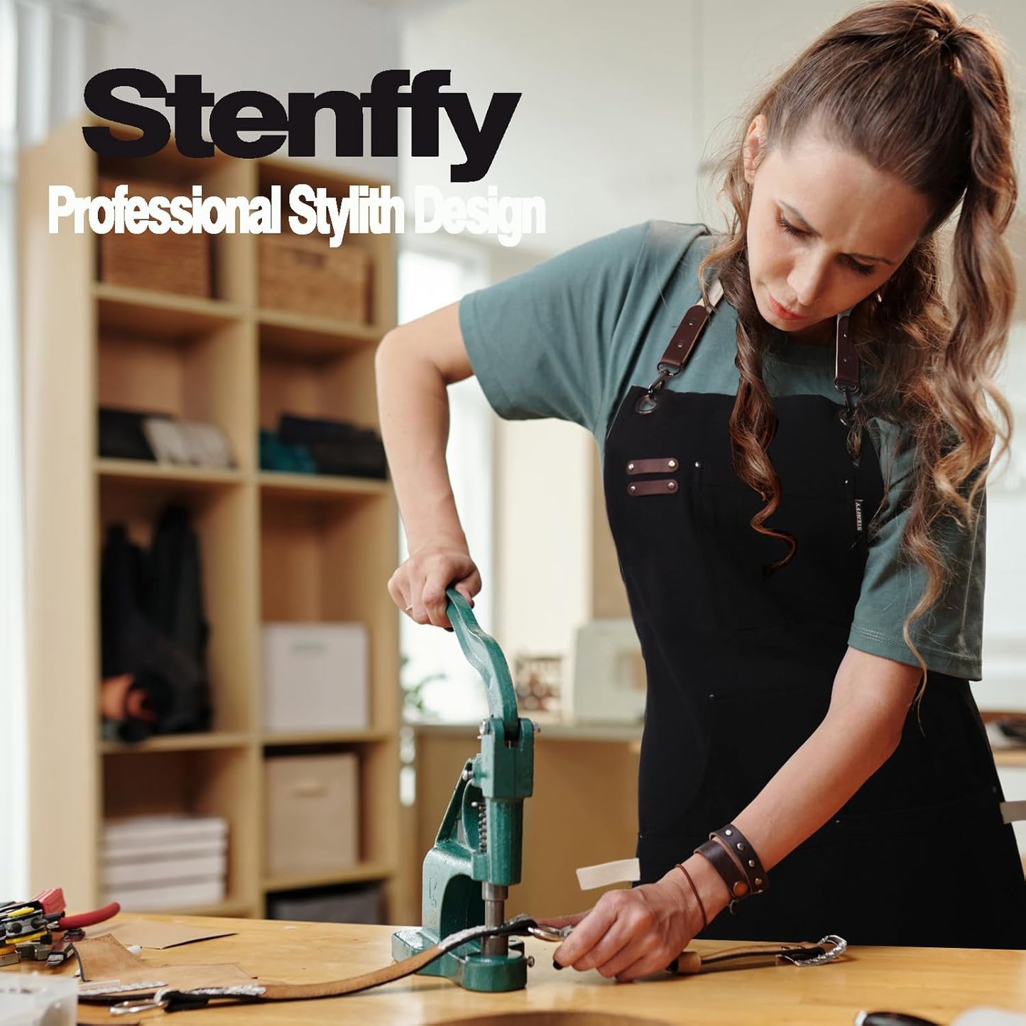 5 Pack Kitchen Apron, Work Apron, Canvas, Multiple Pockets, Gardening, Painting, BBQ, Artist, Carpenter, Sizes M to XXL, Black