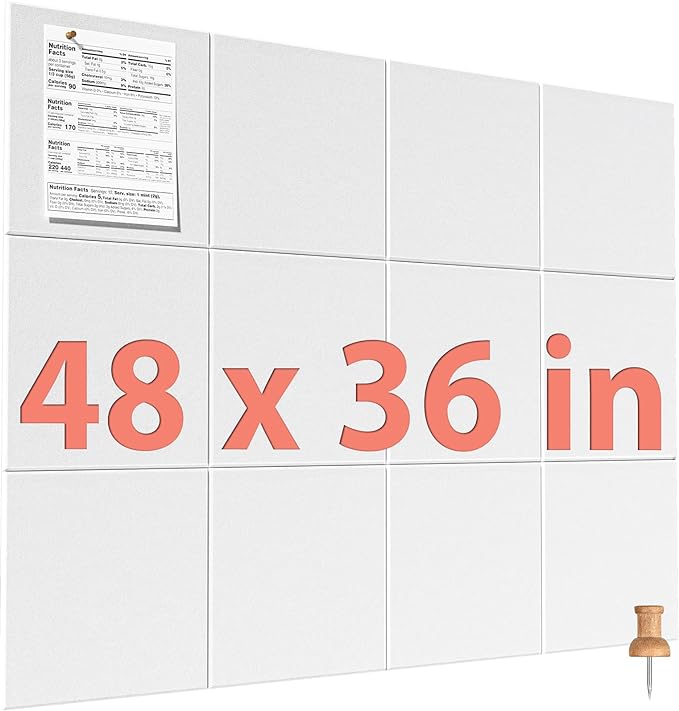 MaxGear Large Cork Board for Wall 48" x 36" White Bulletin Board, 12 Pack Felt by MaxGear