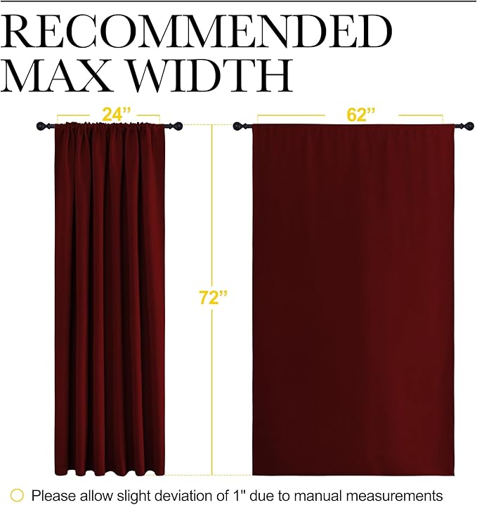 NICETOWN 2 Panels Blackout Curtains, Rod Pocket Window Curtains Room Darkning - Image 3