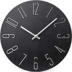 jomparis Black Wall Clock Modern Style Plastic Wooden Wall Clocks Decor 12 Inch by JOMPARIS