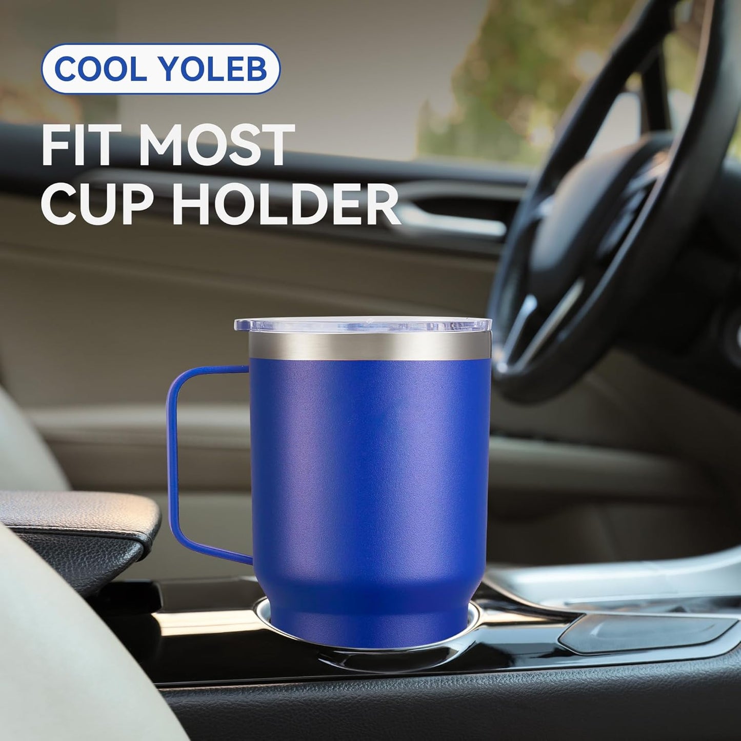 30 oz Tumbler with Handle and Lid, Stainless Steel Tumblers Bulk Double Wall Vacuum Insulated Travel Mug Leak Proof Cup Keep Drinks Cold and Hot Blue, 12 Pack