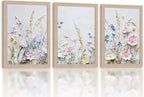 Framed 3D Texture Floral Canvas Wall Art Relief Textured Floral Oil Painting by NCYEL