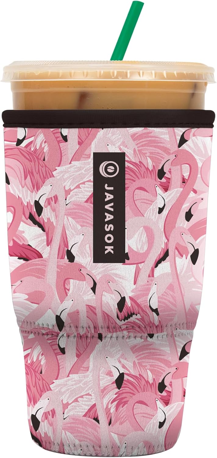 Sok It JavaSok Iced Coffee & Cold Soda Insulated Neoprene Cup Sleeve (Flamingo Dance, Large: 30-32oz)