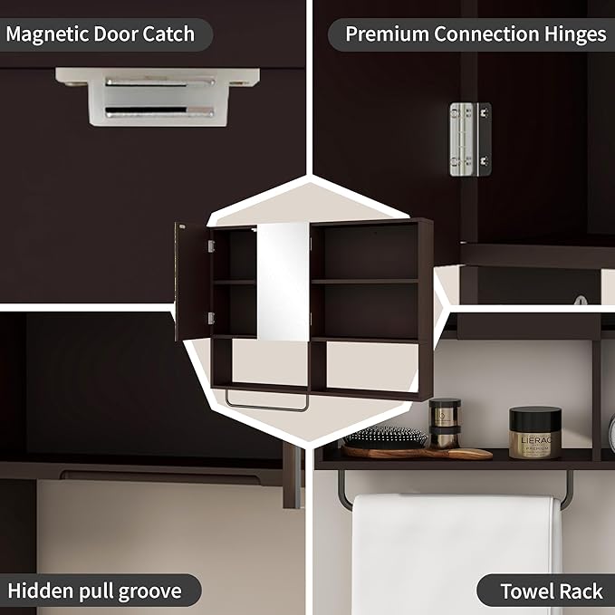 Medicine Cabinet, Wooden Bathroom Wall Cabinet - Image 4