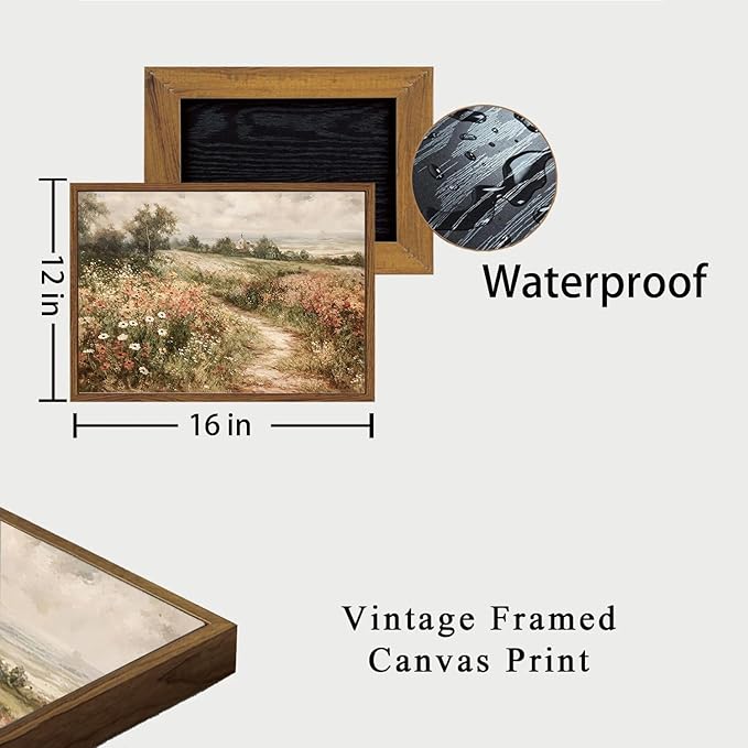 OIQArtOIQ Framed Canvas Wall Art, Vintage Decor, Landscape Nature Country - Image 5