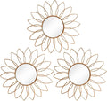 3 Pack Metal Mirrors for Wall Sunburst Wall Mirrors Home Décor Decorative by Uaussi