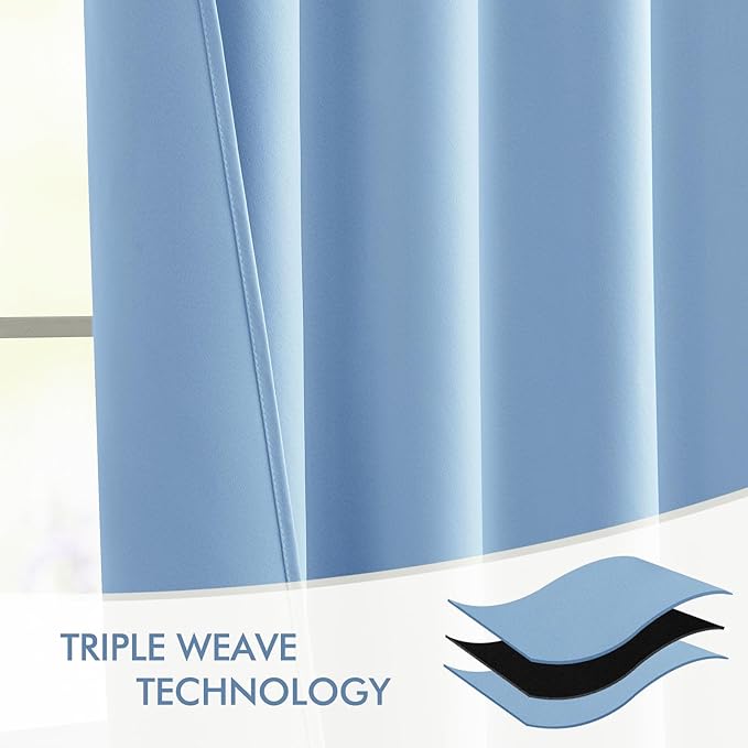 MIULEE Sky Blue Back Tab Blackout Curtains 72 Inches Long 2 Panels Set - Image 7