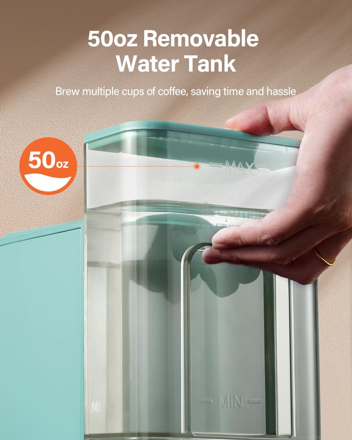 SHARDOR Single Serve Coffee Maker, Hot and Iced Coffee Machine for K Cup Pods & Ground Coffee, 6 to 14 oz Brew Sizes, with 50 oz Removable Water Tank, Bold Brew Setting, Stainless Steel, Blue