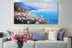 Anolyfi Coastal Landscape Wall Art Nature Flower Mountain Canvas Painting Blue - Image 5