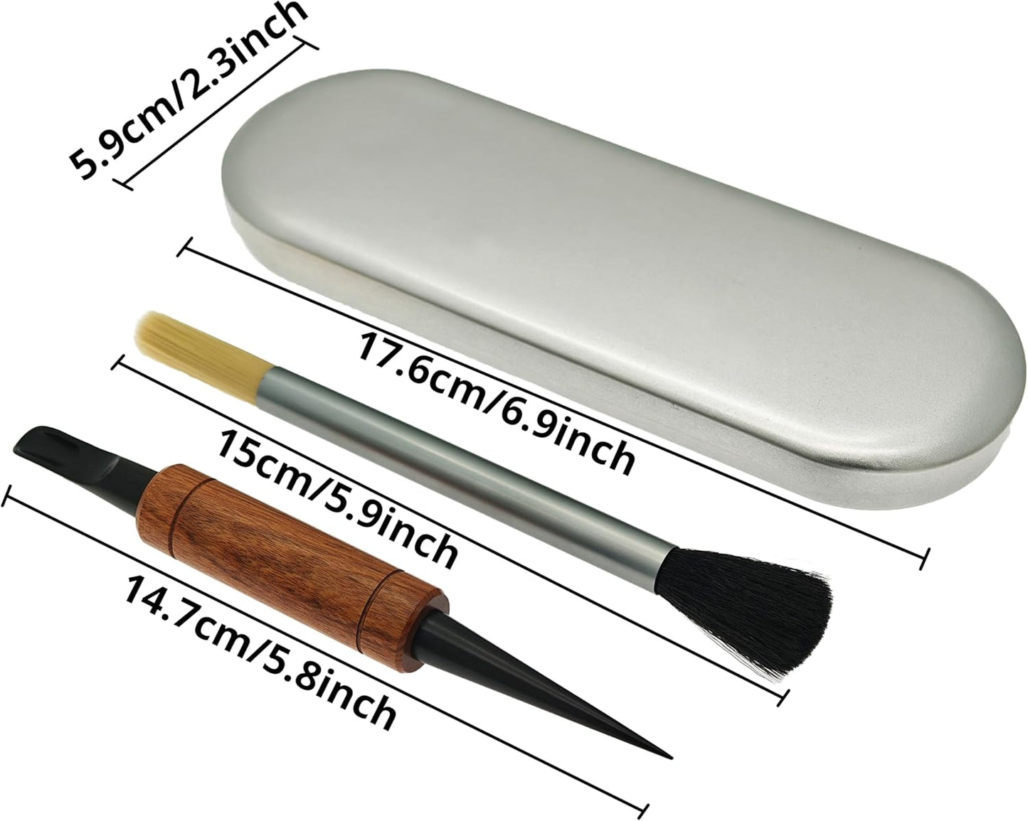 Coffee Art Pen Set for Baristas, Wooden Coffee Drawing Tool for Latte, Cappuccino, Macchiato, Espresso Milk Foam Design Pen, Premium Accessories Set with Coffee Brush and Stainless Steel Case (Black)