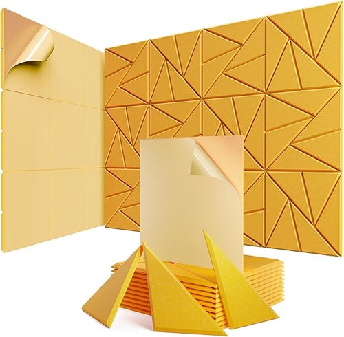 12 Pack Acoustic Panels with Self-Adhesive, Sound Panels High Density, by ROOME