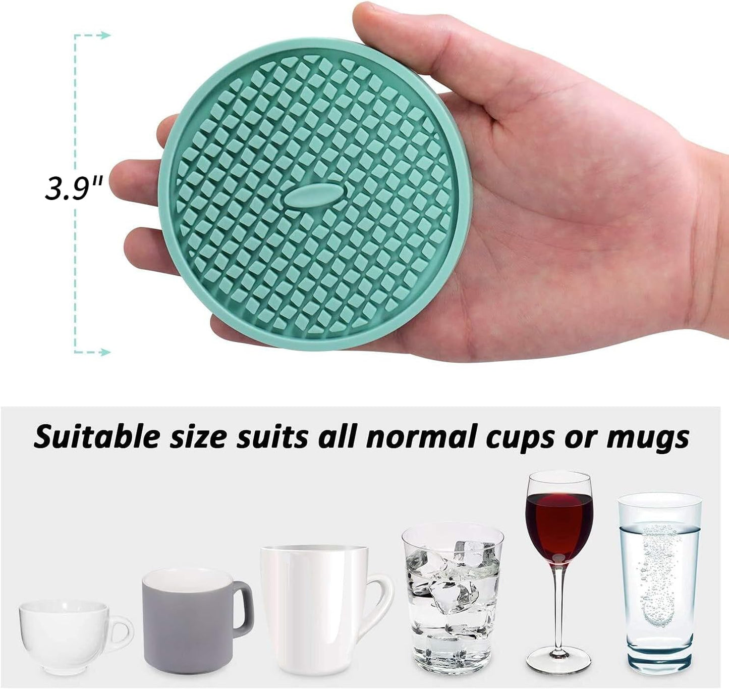 ME.FAN Silicone Coasters [6 Pack] Thickened Drink Coasters with Holder - Cup Mat - Non-Slip, Non-stick, Stay Put, Deep Tray - Prevents Furniture and Tabletop Damages(Wine Red)