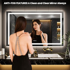 LOAAO 66"X40" LED Mirror for Bathroom, Lighted Bathroom Mirror - Image 2