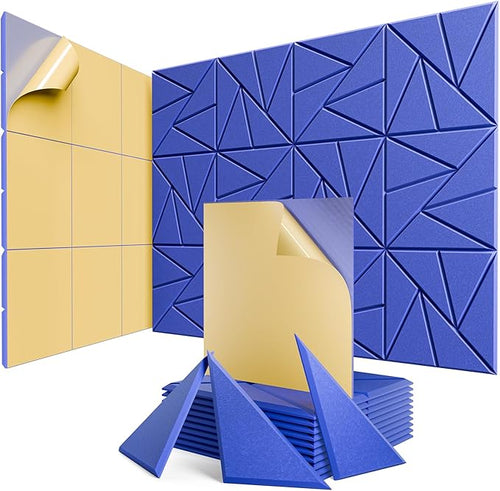12 Pack Acoustic Panels with Self-Adhesive, Sound Panels High Density, by ROOME