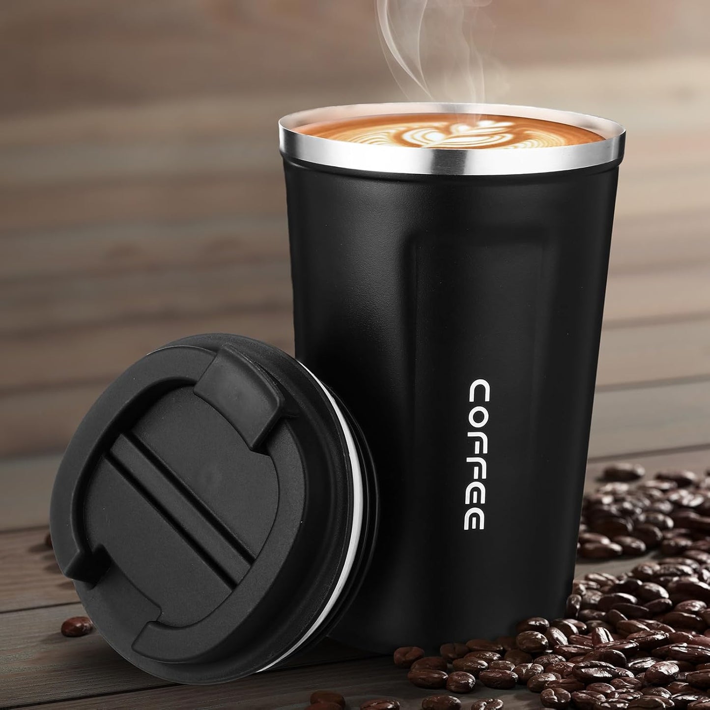 6 Pack Travel Coffee Mugs 12oz Double Wall Insulated Coffee Cups Bulk with Lid Vacuum Stainless Steel Leak Proof Reusable Portable Tumblers for Cold and Hot Drinks(Black, Blue, Green)