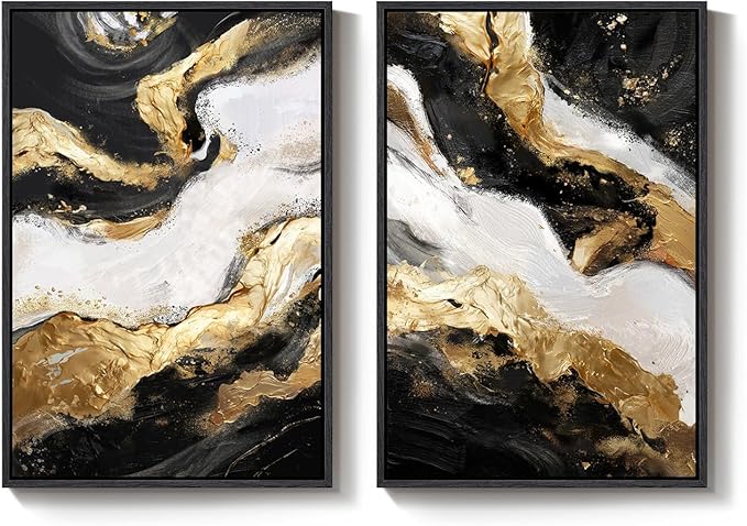 Framed Gold Abstract Wall Art Set of 2 - Image 9