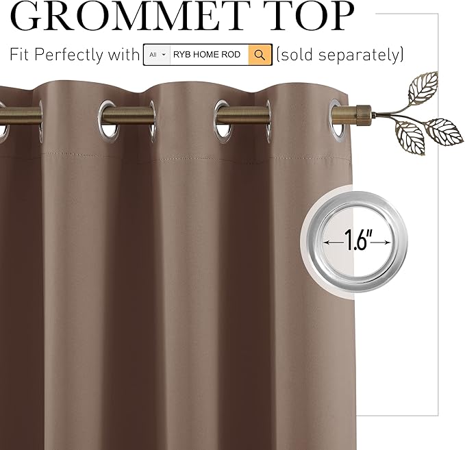 RYB HOME Partition Room Divider Curtains Blackout Privacy Seperating Space - Image 2