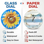 Large Sunflower Decor Wall Clocks, Waterproof Glass Wall Clock - Image 2