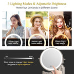 FUNTOUCH 3X/20X Wall Mounted Lighted Makeup Mirror, 5000mAh Rechargeable Double - Image 4