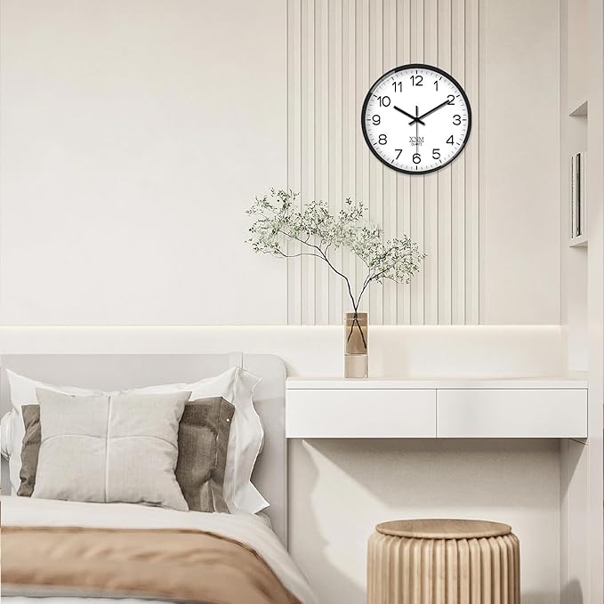 XNM Minimalist Wall Clocks Battery Operated 12 Inch Classic White Analog Wall - Image 5