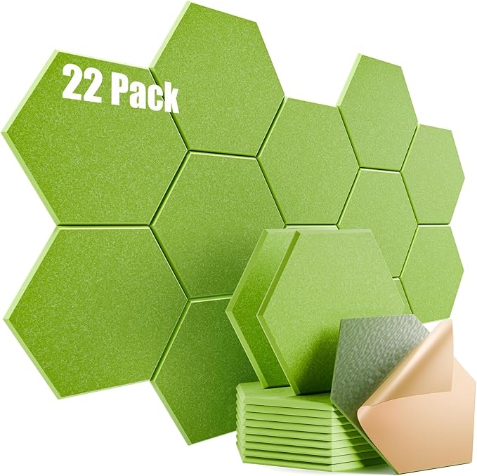 22 Pack Self-adhesive Acoustic Panels 12" X 10" X 0.4" by Dailycooper