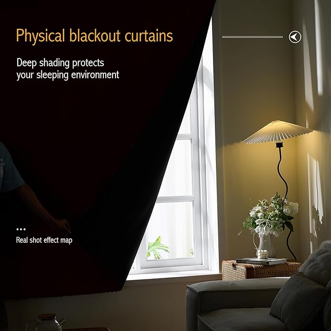 AJAZZ 100% Window Blinds Blackout Portable Blackout Curtains Adhesive Curtains - Image 2