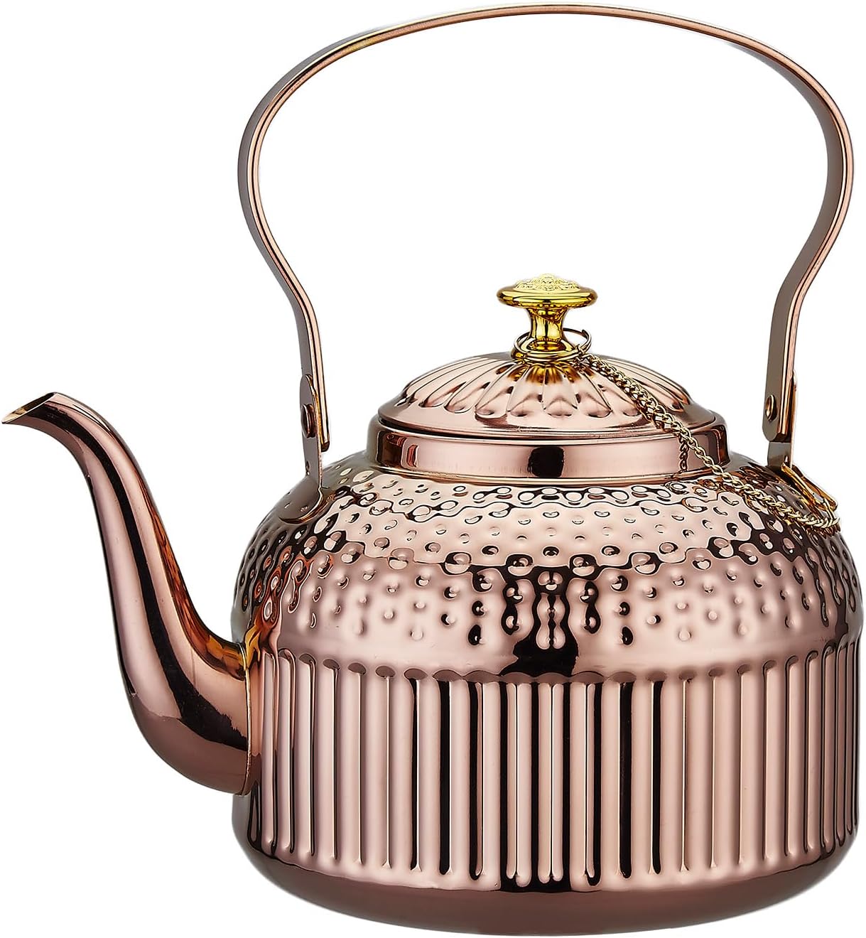 SANQIAHOME Antique 1.5L (50Oz) Stainless Steel Teapot with Infuser copper