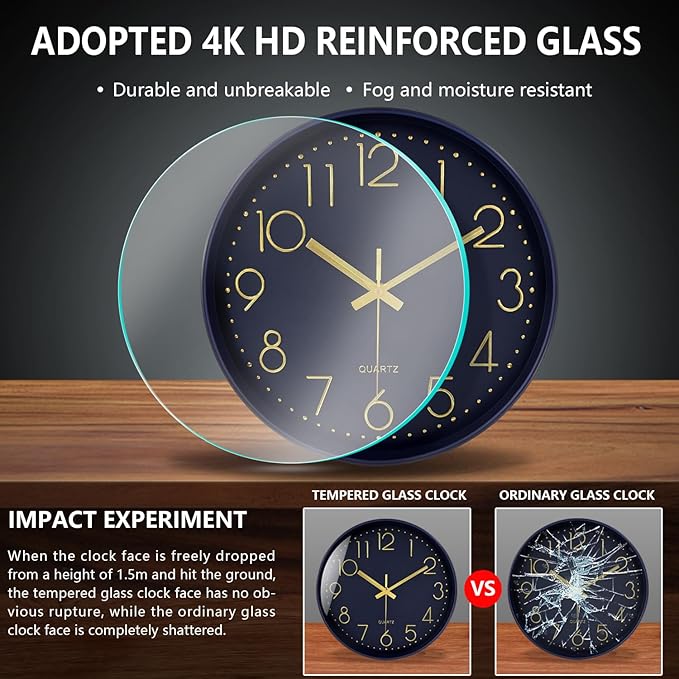 Modern Silent Wall Clock, 12 Inch Wall Clocks Battery Operated Large Number - Image 5