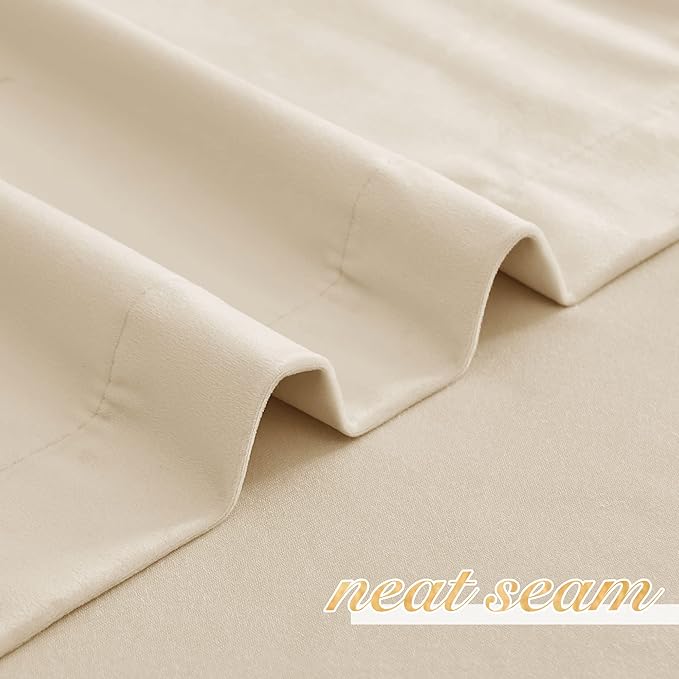 NICETOWN Beige Velvet Curtains 72 inches 2 Panels Set, Thermal Insulated Heavy - Image 5