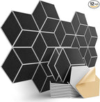 12-Pack Self-Adhesive Acoustic Panels 12" x 10" x 0.4" High-Density, by Dailycooper