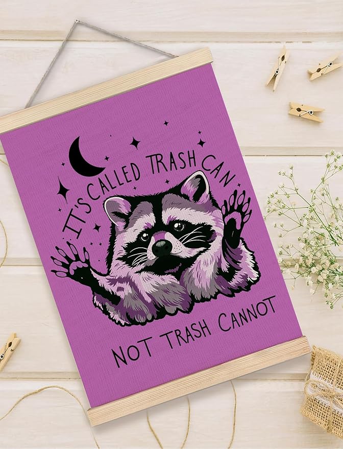 Foritho Funny Motivational Raccoon Meme Poster Wall Art Framed - Image 5