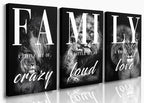 GUBIYU Large Family Wall Decor Set of 3 Modern Lion Wall Art 24x36 Inch Black by GUBIYU