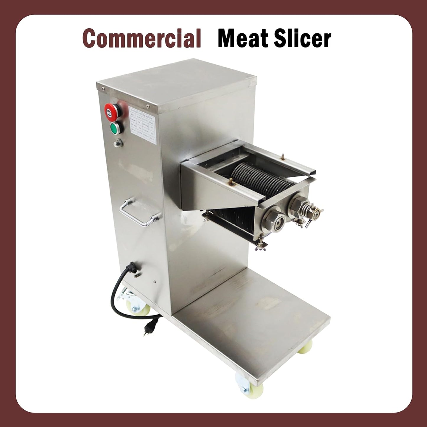 Commercial Meat Cutter Machine Meat Slicer Machine Electric TJ-130L Stainless Steel with 4.5mm Blade 110V 750W 400KG/H for Catering Businesses