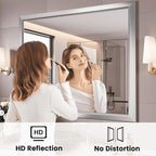 Amorho Bathroom Mirror, 44x36 Inch Silver Thick Metal Framed Wall Mirrors - Image 2