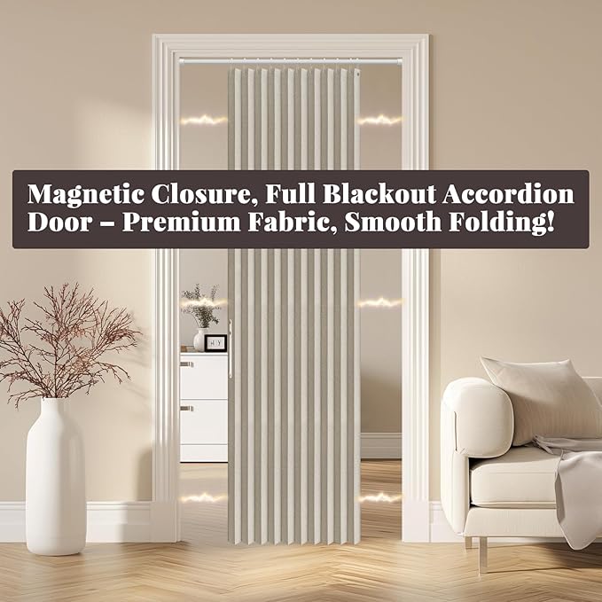 AJAZZ 100% Blackout Magnetic Door Curtain Accordion Doors Interior Accordion - Image 7