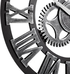 33" Roman Silver Noiseless Silent Gear Wall Clock - Image 2