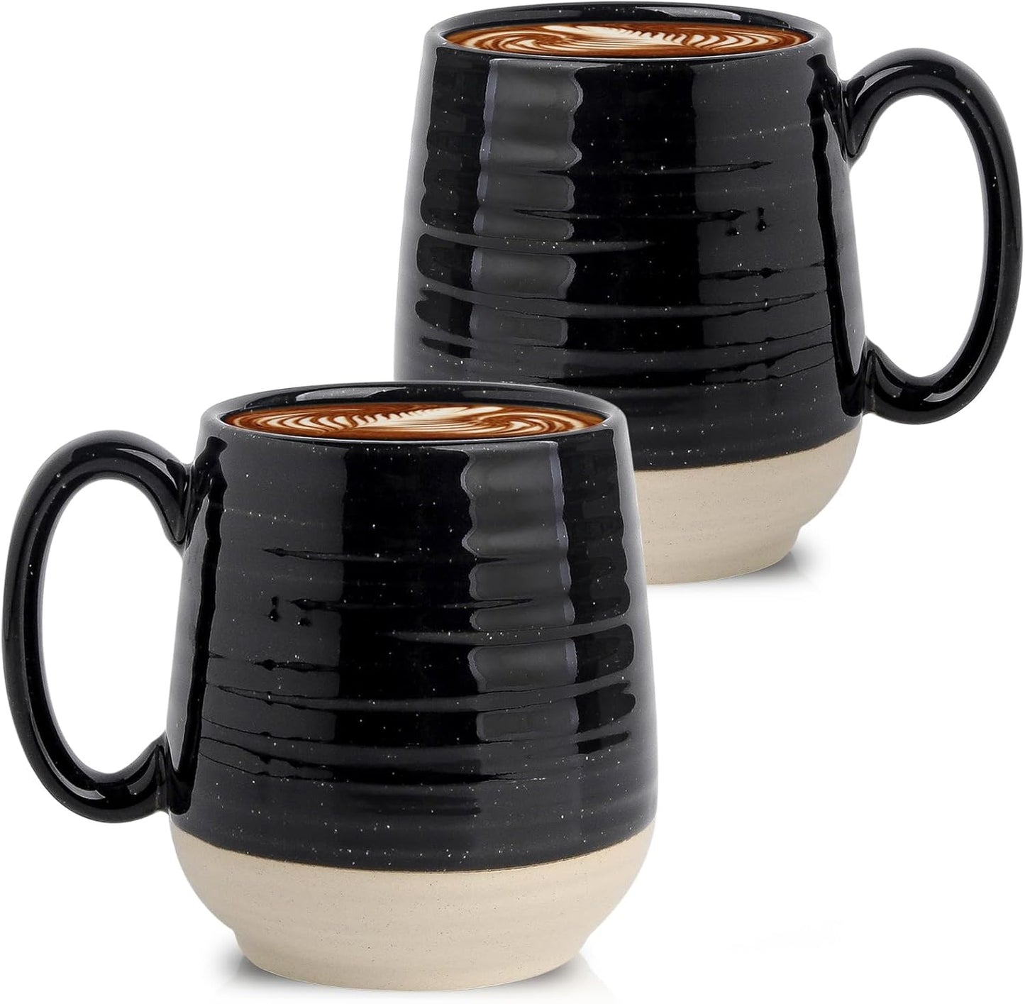 Hasense Coffee Mugs Set of 2, 20 oz Coffee Cups Ceramic, Big Tea Cup with Comfortable Handle, Black Coffee Mug Set for Office and Home, Ideal for Latte Soup Tea Mike, Dishwasher Microwave Safe