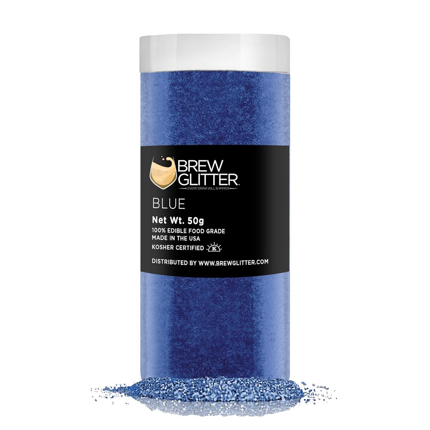 Blue BREW GLITTER Edible Glitter For Drinks, Cocktails, Beer, Garnish Glitter & Beverages | KOSHER & HALAL Certified | 100% Edible & Food Grade | Vegan, Gluten, Nut Free (50g, Blue)